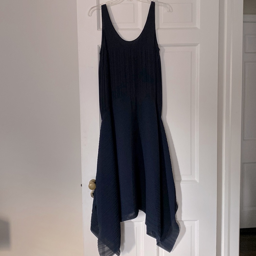 Club Monaco navy silk midi dress, Size small